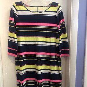 Lilly Pulitzer Navy Dress with Pink, Lime and White Stripes